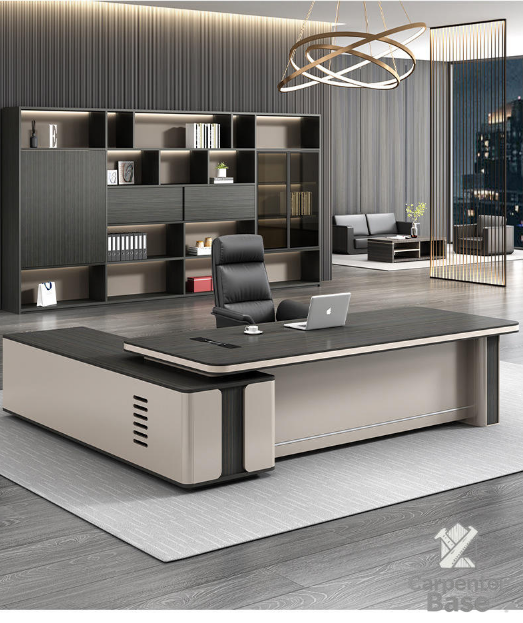 Bàn Giám Đốc Cao Cấp Hình Chữ L Kèm Tủ Phụ – Nội Thất Văn Phòng Sang Trọng