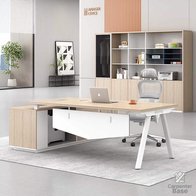 Bàn Làm Việc Hiện Đại Đơn Giản Tùy Chỉnh – Kích Thước Lớn, Có Tủ Lưu Trữ, Có Thể Kết Hợp Với Ghế Nhân Viên