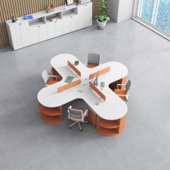 Bàn Làm Việc Nhân Viên Văn Phòng Hiện Đại – Thiết Kế Cong Tùy Chỉnh, Phù Hợp Cho Khu Làm Việc Trung Tâm