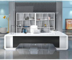 Bàn Giám Đốc Hiện Đại Phong Cách Tối Giản – Bộ Nội Thất Văn Phòng Màu Trắng Cao Cấp Kết Hợp Tủ Phụ