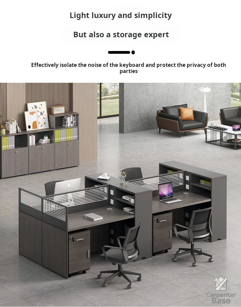 Bàn Làm Việc Nhân Viên Mô-Đun Hiện Đại Cho 2 – 4 – 6 Người – Trạm Làm Việc Chia Vách Ngăn Bằng Gỗ, Thiết Kế Linh Hoạt