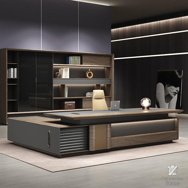 Bàn giám đốc chữ L cao cấp, thiết kế sang trọng hiện đại – Tùy chỉnh theo yêu cầu, làm từ gỗ Melamine chất lượng cao