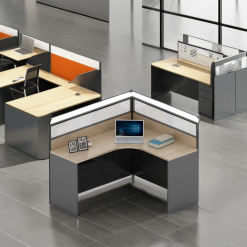 Bàn Làm Việc Văn Phòng Dạng Mô-Đun Hiện Đại – Thiết Kế Mở, Kiểu Chữ Cung, Dành Cho Nhiều Nhân Viên, Có Vách Ngăn Văn Phòng