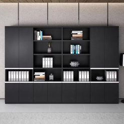 Bộ Nội Thất Văn Phòng Giám Đốc Màu Đen Hiện Đại – Tủ Hồ Sơ & Tủ Gỗ Trang Trí Phòng Khách, Kích Thước Tùy Chỉnh
