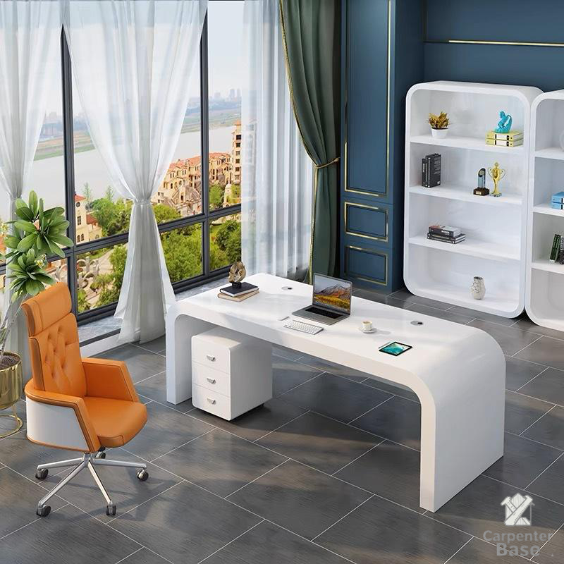 Bàn Làm Việc Giám Đốc Hiện Đại – Thiết Kế Mới Kết Hợp Máy Tính, Ghế Và Tủ Sách