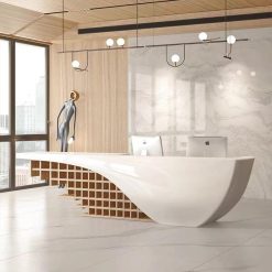 Quầy Lễ Tân Trắng Hiện Đại – Nội Thất Văn Phòng, Salon, Bar, Nail Spa, Quầy Thu Ngân – Dùng Cho Trường Học, Bệnh Viện, Sử Dụng Tại Nhà