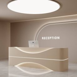 Quầy Lễ Tân Khách Sạn Cao Cấp – Bàn Lễ Tân Sang Trọng Kèm Tủ Và Không Gian Lưu Trữ Cho Sảnh Khách Sạn