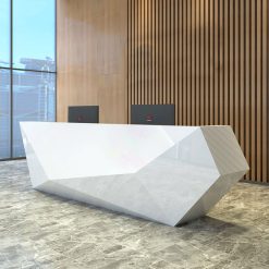 Quầy Lễ Tân Thiết Kế Hiện Đại Dạng Cắt Kim Cương – Dùng Cho Văn Phòng, Quầy Bar, Nhà Hàng, Salon Làm Đẹp – Bàn Lễ Tân Gỗ Mới Kèm Khu Vực Đặt Máy Tính Tiền