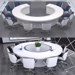 Bục Tròn Màu Trắng Thời Trang – Bàn Hội Nghị Lớn Cho Văn Phòng, Bàn Đàm Phán