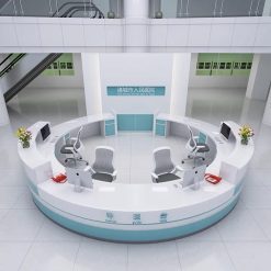 Quầy Lễ Tân Hình Tròn Lớn Phong Cách Hiện Đại Cho Văn Phòng, Bệnh Viện, Sảnh Làm Việc, Sân Bay, Khách Sạn, Trường Học Với Chức Năng Tối Ưu